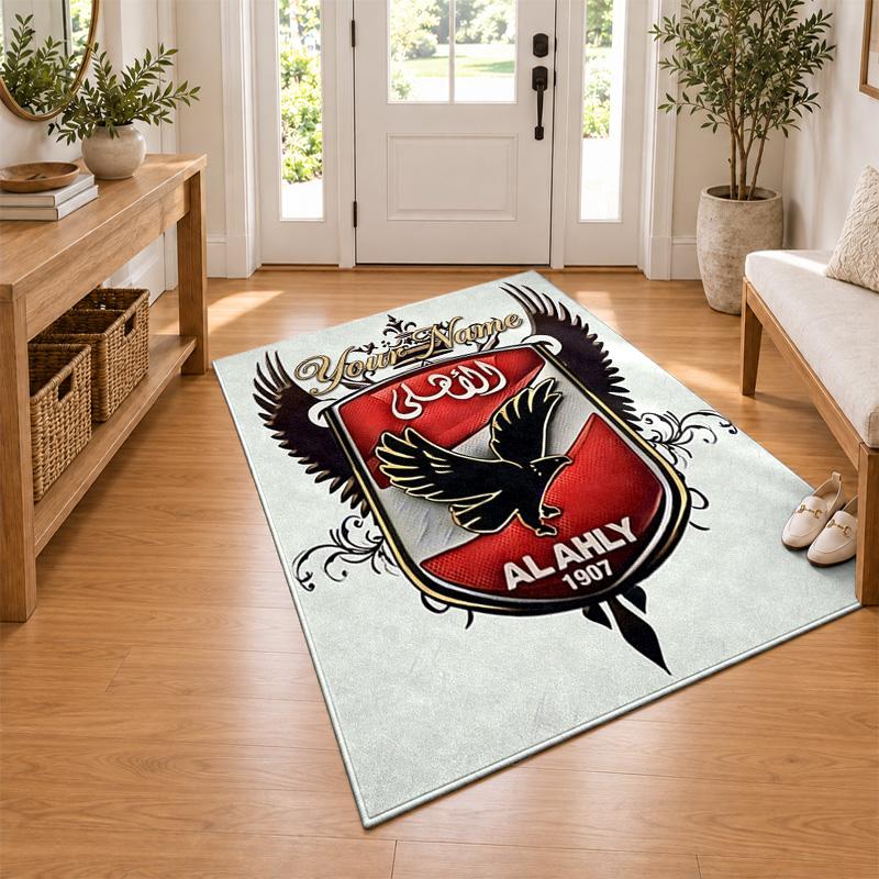 Al Ahly FC Custom Name Personalized Rug Non‑Slip Doormat Floor Carpet Housewarming Birthday Gift for Family Friends