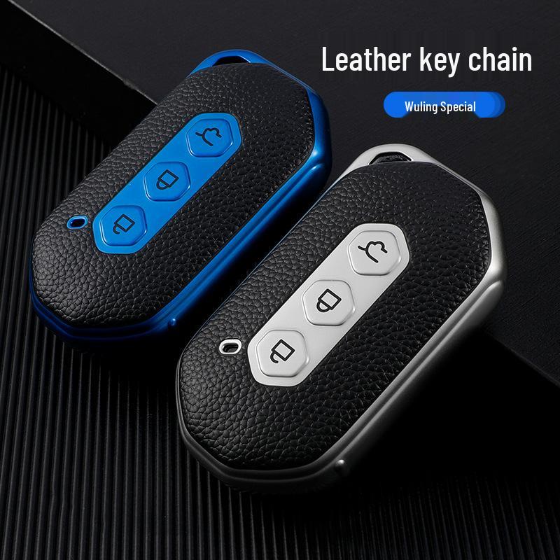 Wuling Capgemini Key Cover - Premium Leather Texture Smart Remote Protection for Men & Women
