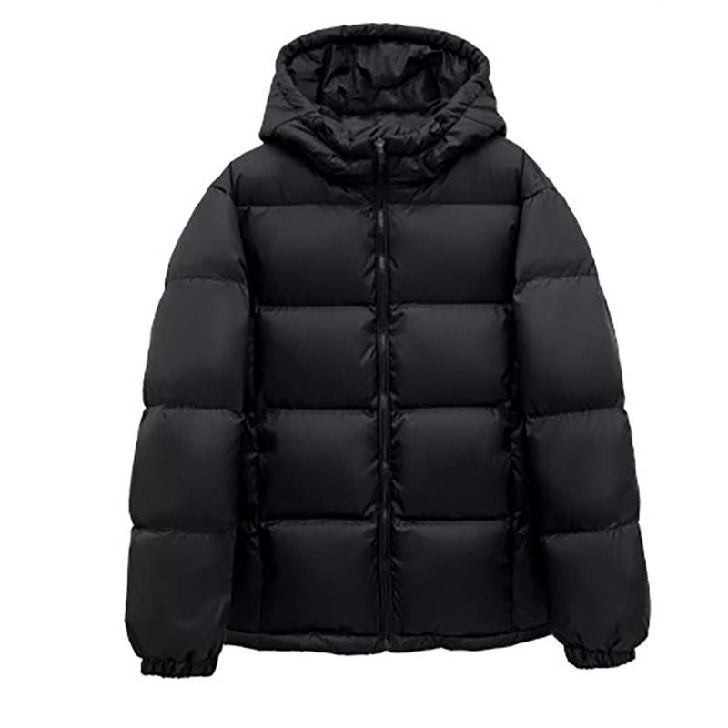 Black couple down cotton-padded clothes women's short women's winter new hooded bread clothes thickened padded jacket