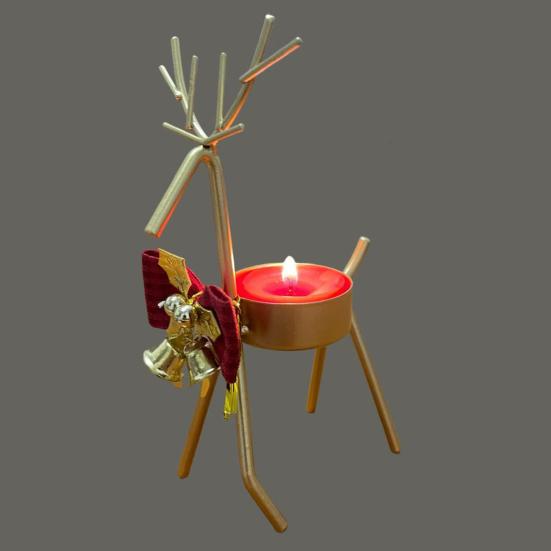 Yousheng Christmas Reindeer Tealight Candle Holder Gold Iron Decoration for Table Window Versatile Christmas Holiday Decor