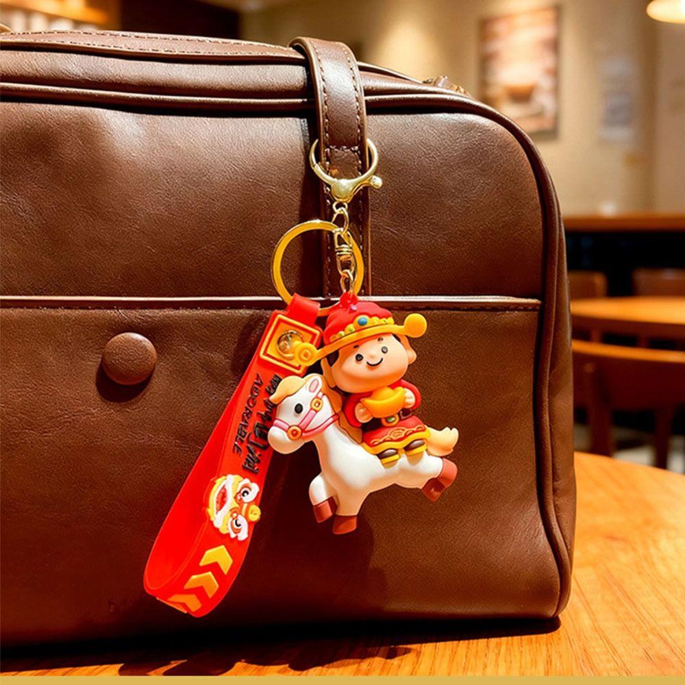Cute Horse Year Keychain Chinese Style New Year Keyring Hanging Accessories