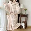 Коралловый флис ночная рубашка женская зимняя милая принцесса пижама халат утолщенная фланелевая пижама с капюшоном женская домашняя одежда платье