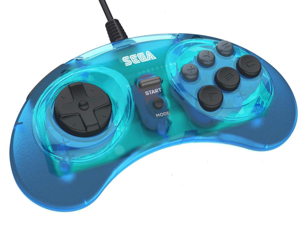SEGA Mega Drive 8 Button Arcade USB Pad Clear Blue Retri-bit