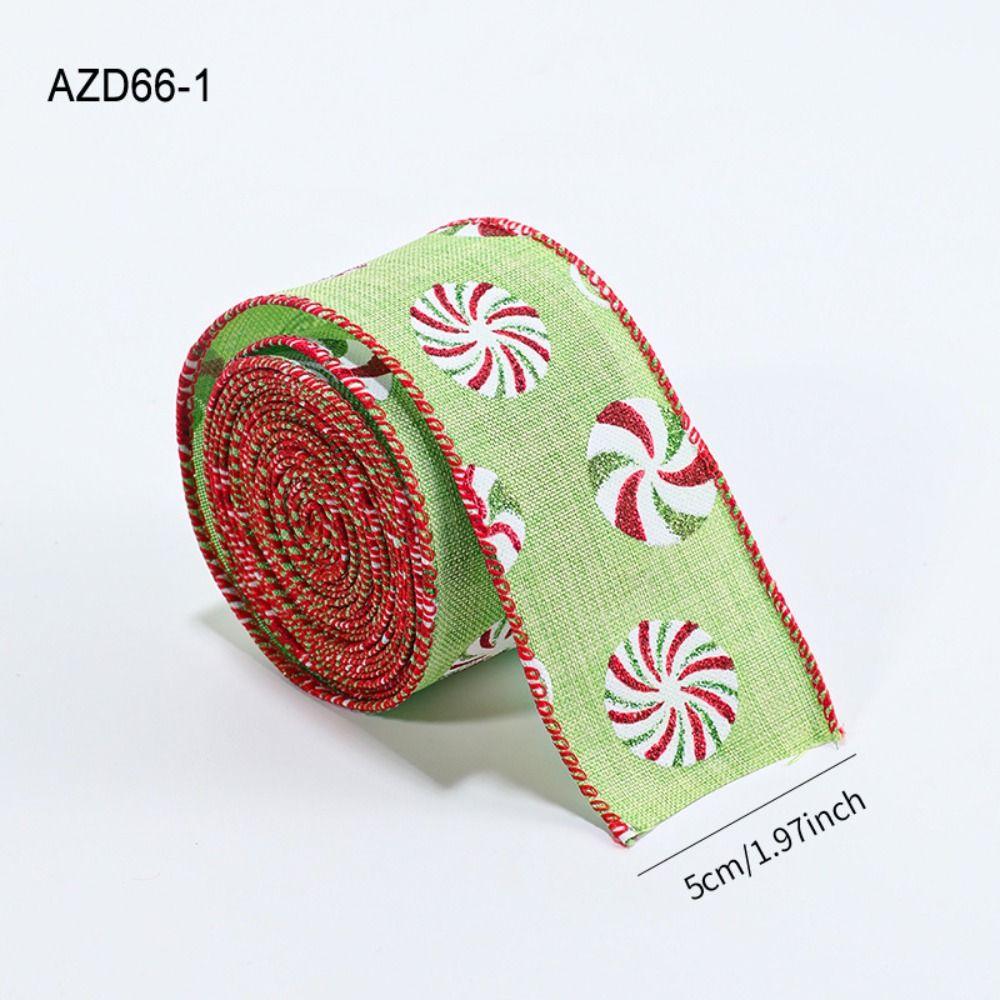 Cartoon 2M/Roll Christmas Tree Ribbon Reinforced Edge Fabric Gift Packaging Webbing Funny Snowman Wreath Making Tool Xmas