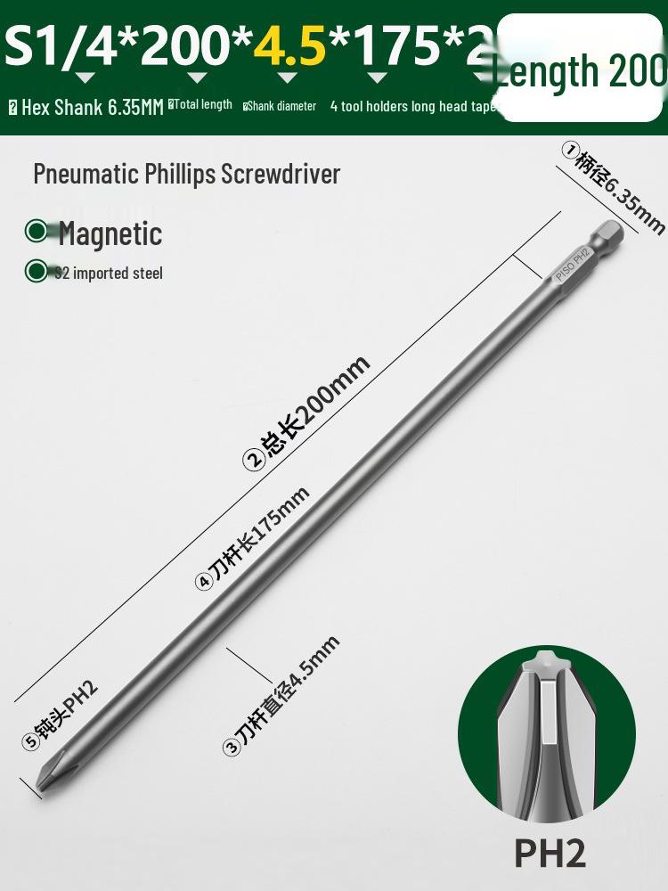 PISO Anti-Slip Cross Extended Rod Strong Magnet Hex PH2 Drill & Screwdriver Bit Set
