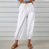 Women's Summer Cotton Linen Pants Elastic Waist Oversized Trousers Loose Drawstring Pocket Long Pants