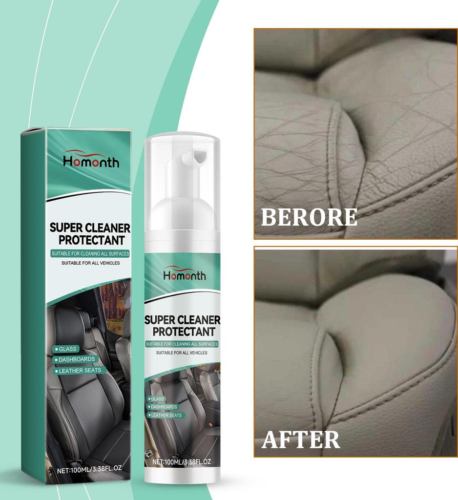 Homonth Multi-Purpose Car Seat Cleaner Deeply Removes Stains and Prevents Fading, Discoloration and Cracking On a Variety of Surfaces.