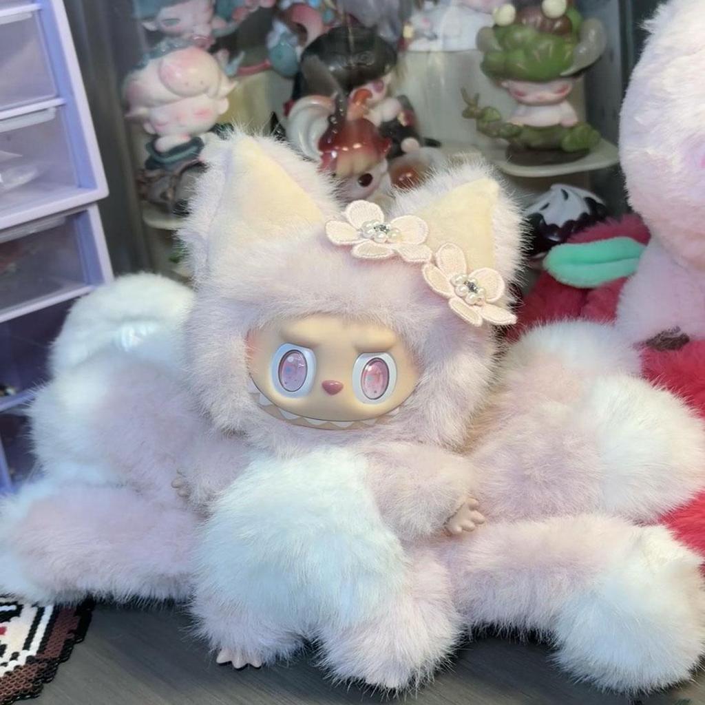 Labubu Nine-Tailed Fox Customized Doll PVC Party Plush Cute Figurine Keychain Backpack Accessory Plush Toy Christmas Gift