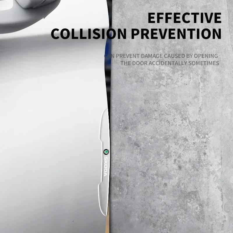 ONMS3 4pcs Car Door Side Edge Protective Transparent Sticker For Skoda Fabia Superb Yeti Octavia Rapid Kodiaq Mk3 A4 A6 A7 A5 Kamiq