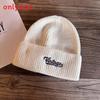 Fashion Letter Embroidery Neutral Casual Warm Knitted Hat For Autumn Winter And