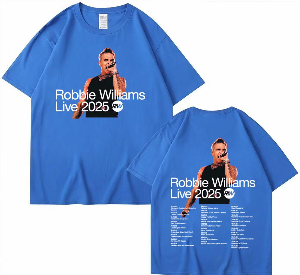 Robbie Williams Live 2025 Tour Cover Tshirts Men Women High Street Hip Hop Punk T Shirt Summer Casual Short Sleeve Tshirt Tops