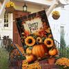 2D Flat, 2D Flat,Autumn Thanksgiving Garden Flag - Joyful Seasonal Decor, Double-Sided Polyester Banner with Maple Leaves, Sunflowers & Pumpkins, Fit