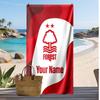 Nottingham Forest FC Personalized Printed Beach Towel Soccer Logo Support Custom Name Text Absorbent Towel For Sport Travel Special Gift