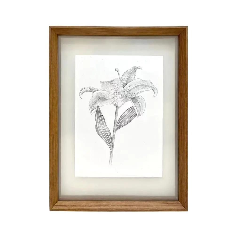 6/8-inch Double Sided Transparent Acrylic Frame Minimalist Picture Frame Poster Display Case with Embossed Specimen