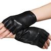 Short Fingerless Leather Fingerless Gloves Winter Inner Thermal Warm Cold Protection Exercise Driving Gloves Black [Nappaglo] Women's (M, (Silk