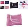 Fashionable Canvas Alphabet Cosmetic Bag Zipper Clutch Modern Minimalist Style Coin Phone Pouch