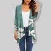 Женский кардиган неправильной формы с принтом, рукавами три четверти и карманной курткой