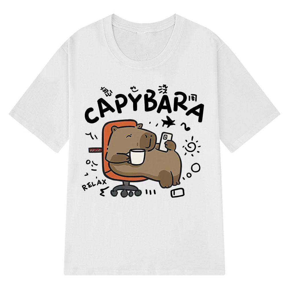 Funny Capybara Cartoon Printed Tshirt Unisex Unisex Casual Loose Short Sleeved Tshirt Summer Stree Casual Harajuku Unisex T Shirts