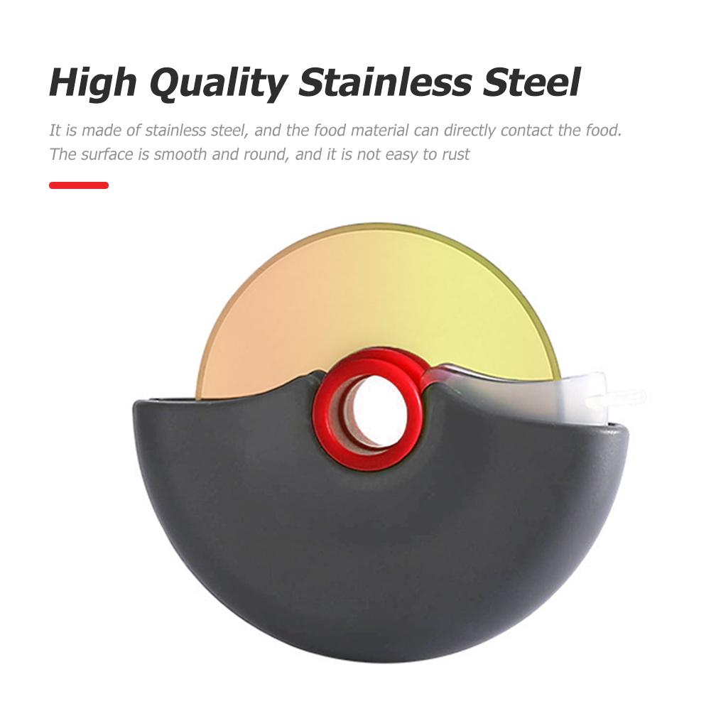 Stainless Steel Dough Pizza Slicer Cutter with Lid Roulette Roller Pizza Knife Non-slip Handle Washable for Kitchen Baking Tools