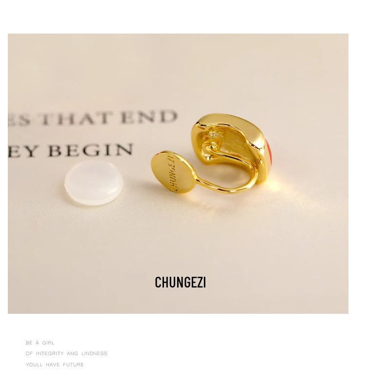 Красные эмалевые клипсы — Дизайн в виде спирали от комаров, Не требуют прокола, Идеальны для Нового года и Рождества, Ретро стиль Гонконга