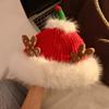 Soft Christmas Plush Cap Windproof Thickened Brimless Cap Versatile Red Knitted Woolen Hat  Outdoor