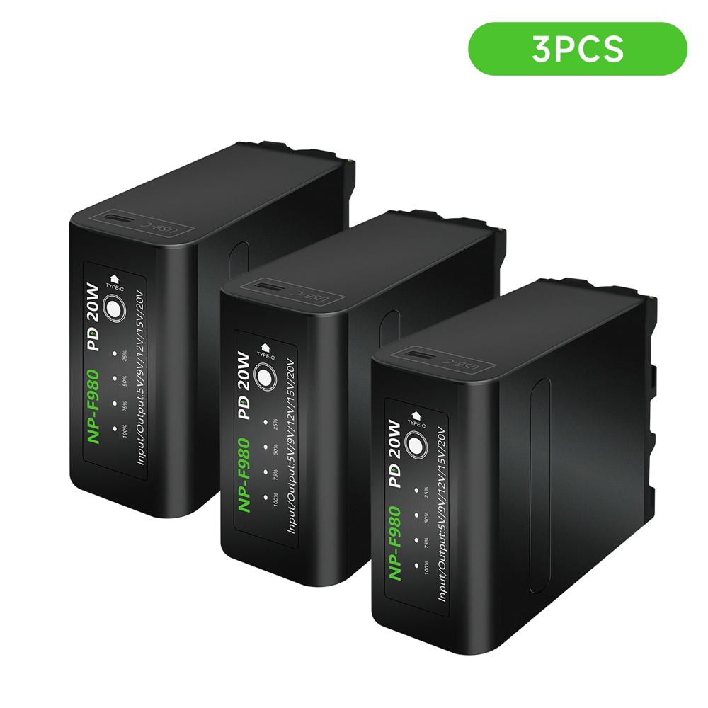 10800mAh NP-F980 NP-F970 NPF960 NPF970 Battery with USB ChargerOutput For Sony PLM-100 CCD-TRV35 MVC-FD91 MC1500C