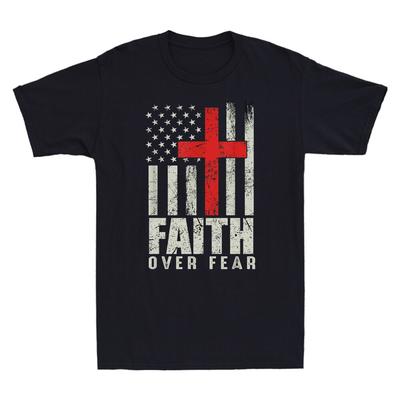 Мужская футболка Faith Retro с флагом США, христианским крестом, Иисусом, забавная