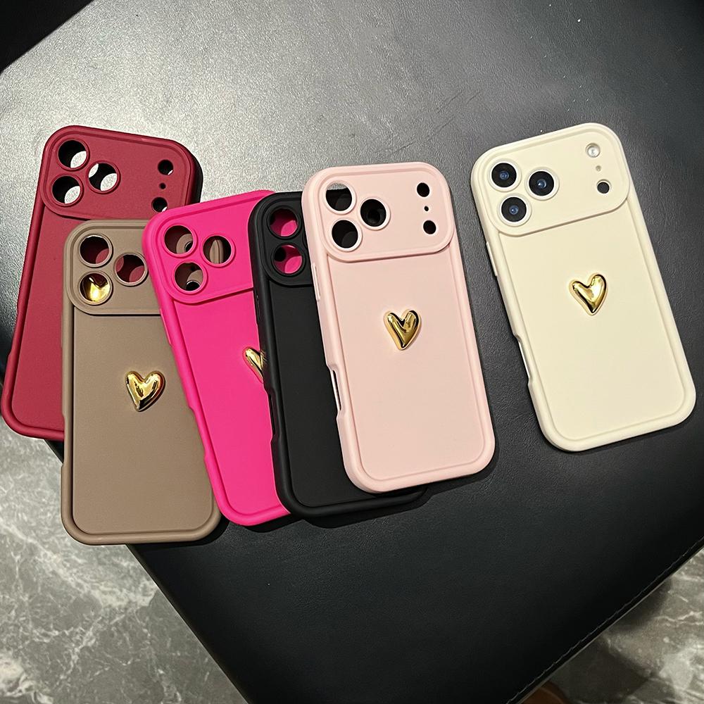 3D Золотое Сердце Любви Матовый Чехол для Samsung Galaxy A06 A16 A26 A36 A56 A55 A35 A25 A15 A05S A04S A52S 4G 5G Силиконовый Чехол
