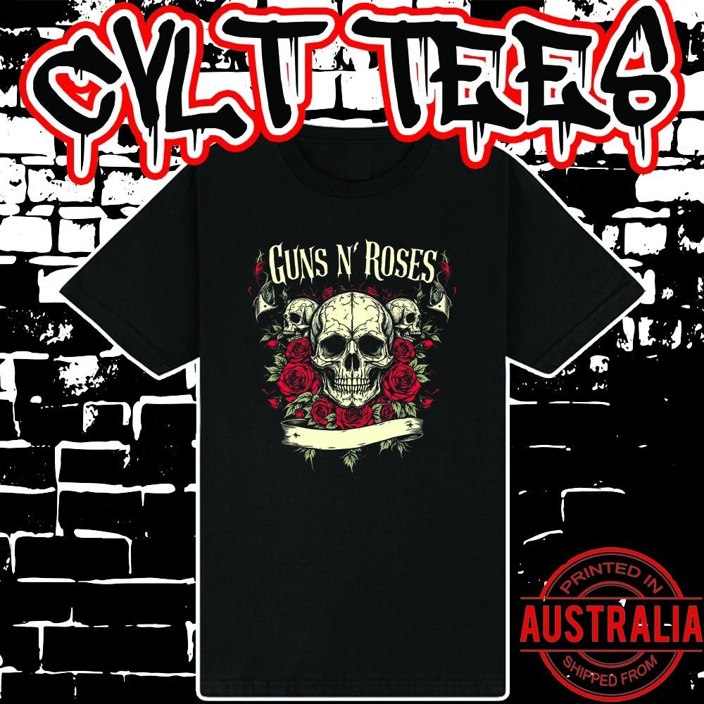 Футболка группы Guns N Roses ~ Премиум Черная Хлопковая Футболка Gildan Унисекс