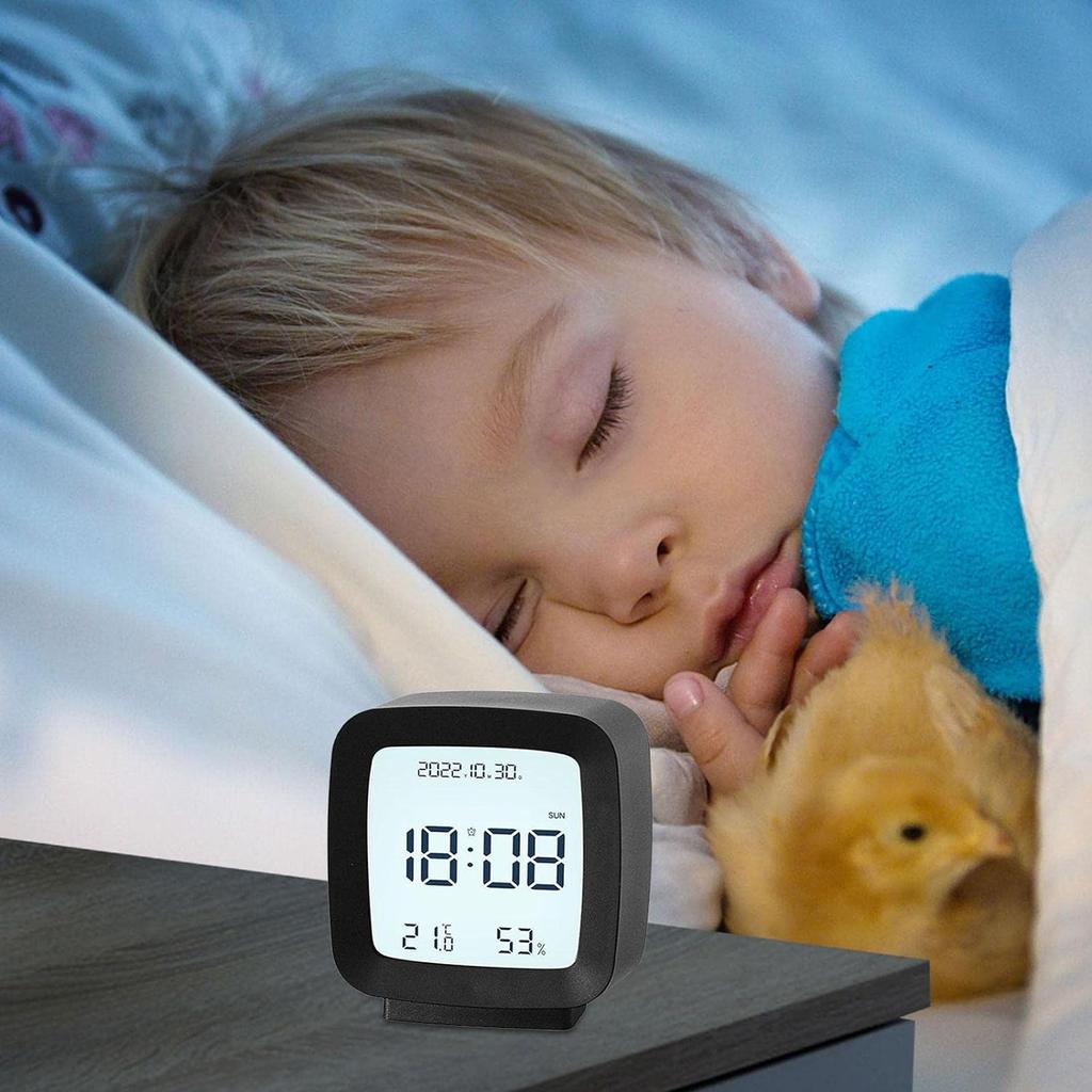 Digital Alarm Clock Bedside Clock With Night Light, Temperature And Humidity Display, Voice Control