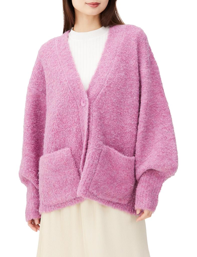 Emi Boucle Knit Pink Cardigan, 13WNT235052, Women's,