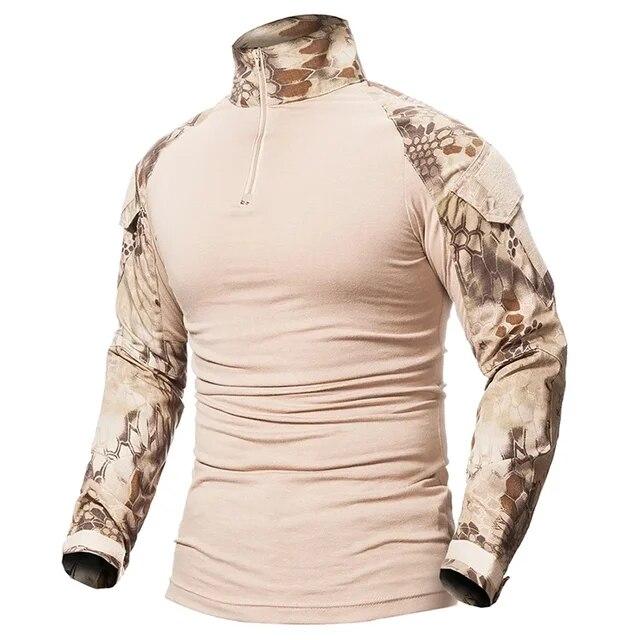 Men's Outdoor Tactical Hiking T-Shirts,Military Army Camouflage Long Sleeve Hunting Climbing Shirt,Male Breathable Sport Clothes