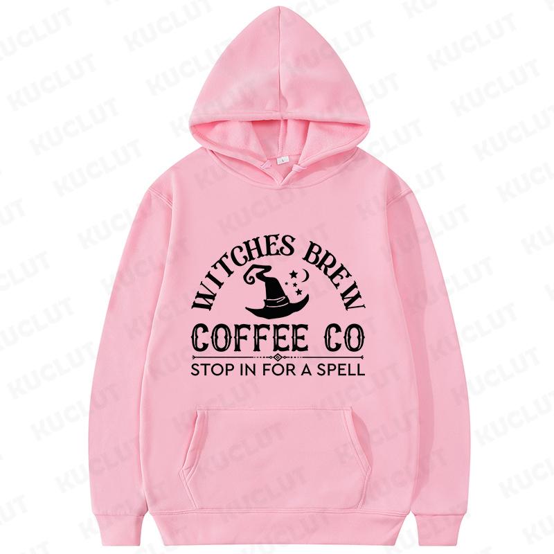Witches Coffee Co Stop In For A Spell Print Hoodies Funny Halloween Women Sportwear Fashion Fall Hoodies Sweatshirts Casual
