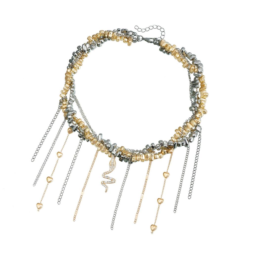 Нерегулярное ожерелье с сердечками и кисточками из бисера и подвеской в виде змеи, портативное для женщин, ищите уникальные модные аксессуары