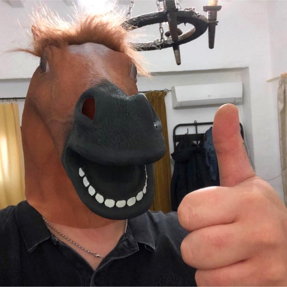 Новинка, латексные маски с головой лошади, костюм для взрослых на Хэллоуин, аксессуары для вечеринок