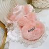 Dog Autumn/Winter Plush Rabbit Strap Dress Teddy Flying Sleeves High Neck Coat Coat Dog Christmas Clothes Dog Costume