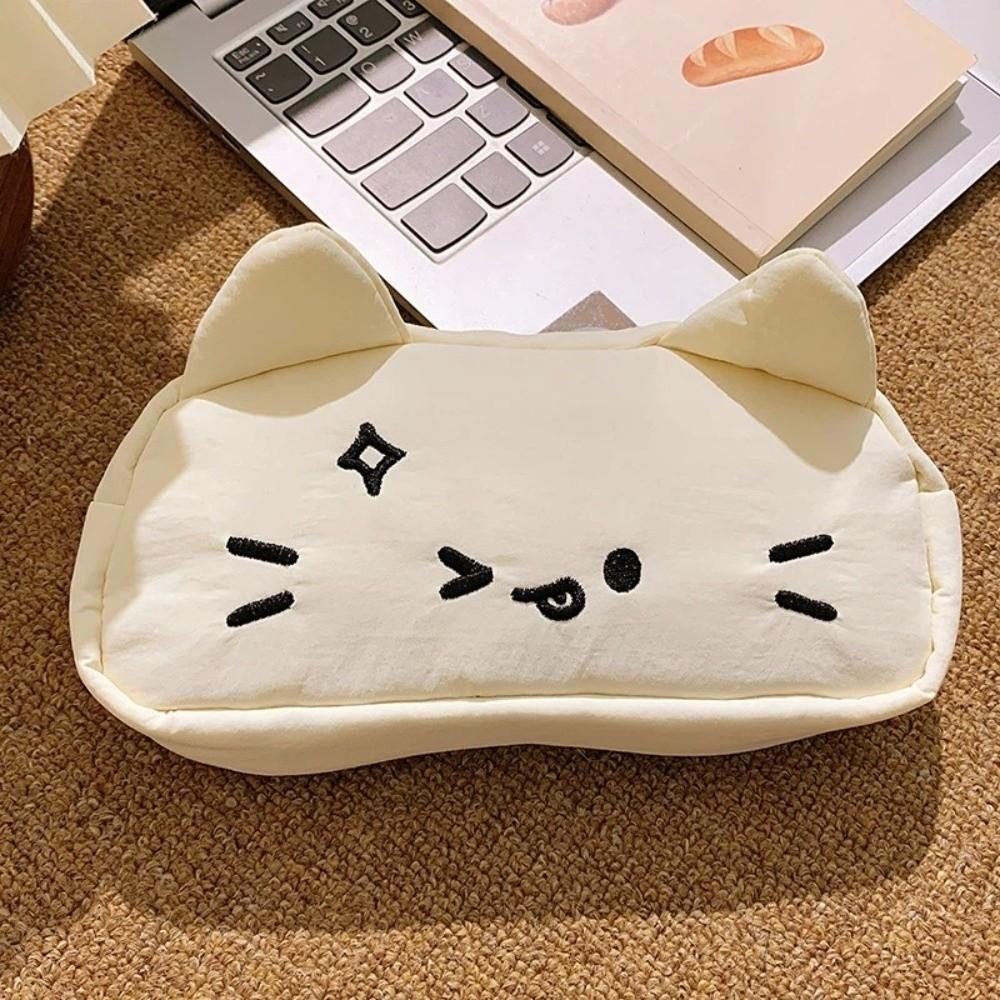 Funny Stationery Storage Bag Cartoon Kitty Stationer Bag Embroidered Cat Pencil Case Student Use