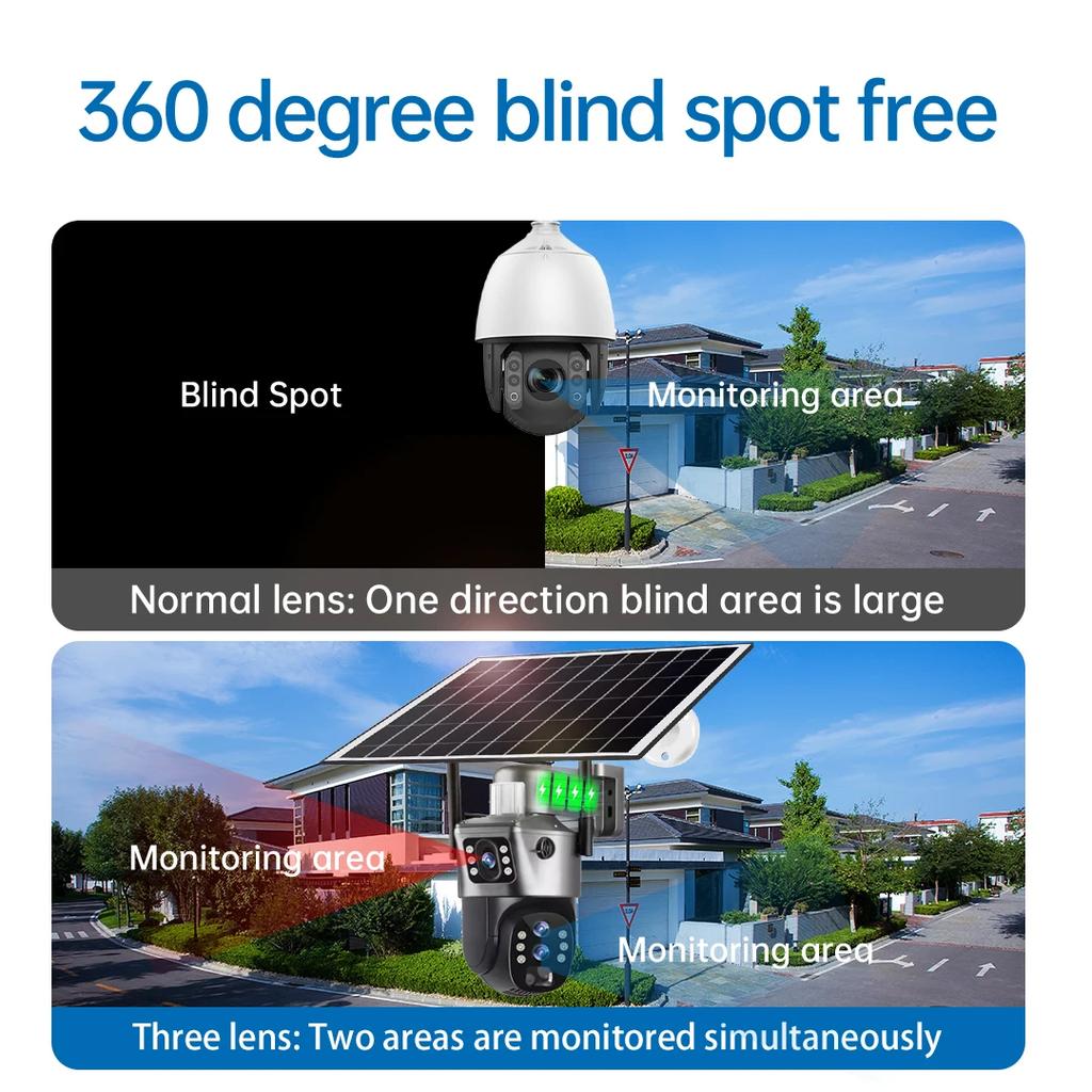 LS VISION 6K 12MP Solar Cameras 4G Sim Outdoor Three Lens 10x Zoom Surveillance IP Wireless CCTV AI Tracking Camara 360 Security Cam V380