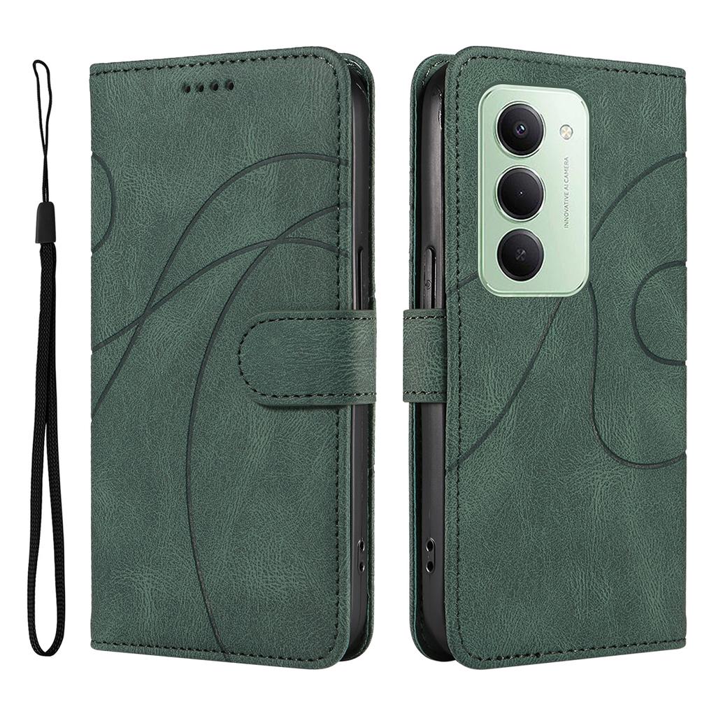 Для Xiaomi Redmi 15 4G (США) (171 мм) Кожаный чехол-кошелек с подставкой и дизайном изогнутых линий