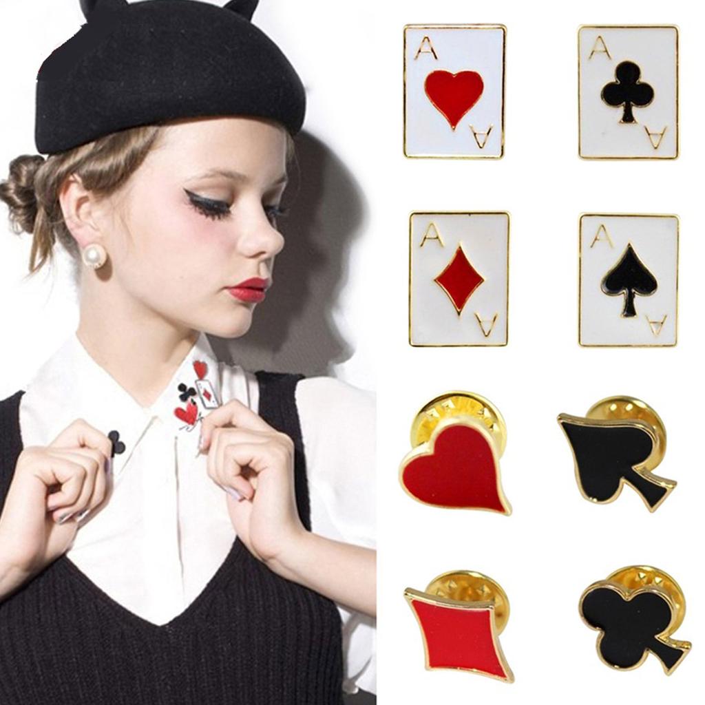 8 Pcs Alloy Drop Oil Poker Card Enamel Pins Metal Cartoon Brooch Backpack Collar Lapel Badge Jewelry Gift