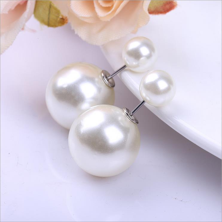Cute Beans Korean Double-Sided Pearl Ball Earrings - Trendy, Versatile Jewelry