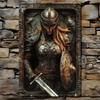 Металлический Настенный Декор Винтажный Доспех Арт Знак Средневековая Фэнтези Женщина Воин Декор для Дома