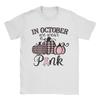 Men's In October We Wear Pink Thanksgiving Breast Cancer Awareness T Shirts Cotton Tees Summer Y2K Short Sleeve Large Size