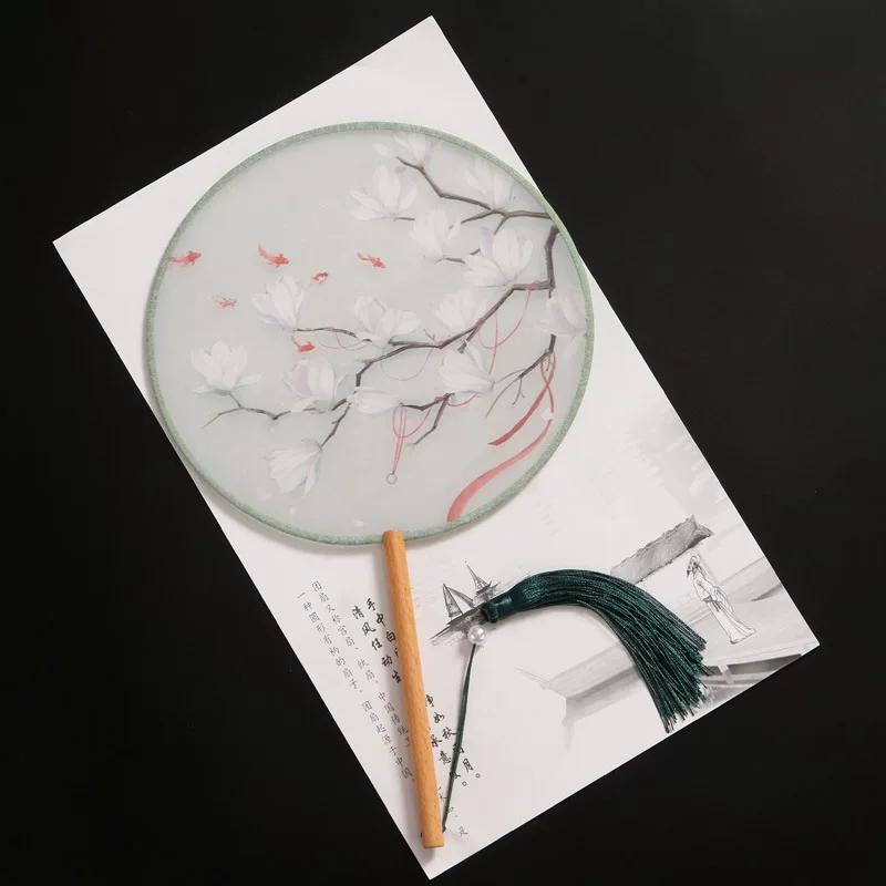 New Semi-Transparent Ancient-Style Round Fan, Double-Sided Palace Fan, Bridal Round Fan, Dance Fan, Chinese Style Classical Hanfu Small Fan