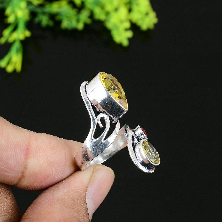 Citrine Handmade 925 Sterling Silver Jewelry Ring Size 8.5 K1g49