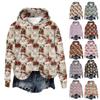 Women's Hooded Long Sleeve Christmas Printed Flannel Top Hooded Sweatshirt