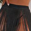 Women Sexy Beach Skirt High Waist Tassels Skirt Summer Solid Color Fringe