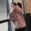 Осень и зима новая модная куртка из искусственного меха кролика рекс женская утолщенная плюшевая с капюшоном короткое пальто большого размера топ