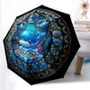 Whale Adventure Glass pattern umbrella, portable and foldable design, 8 ribs, a casual accessory for Halloween, Christmas, and birthday gifts.