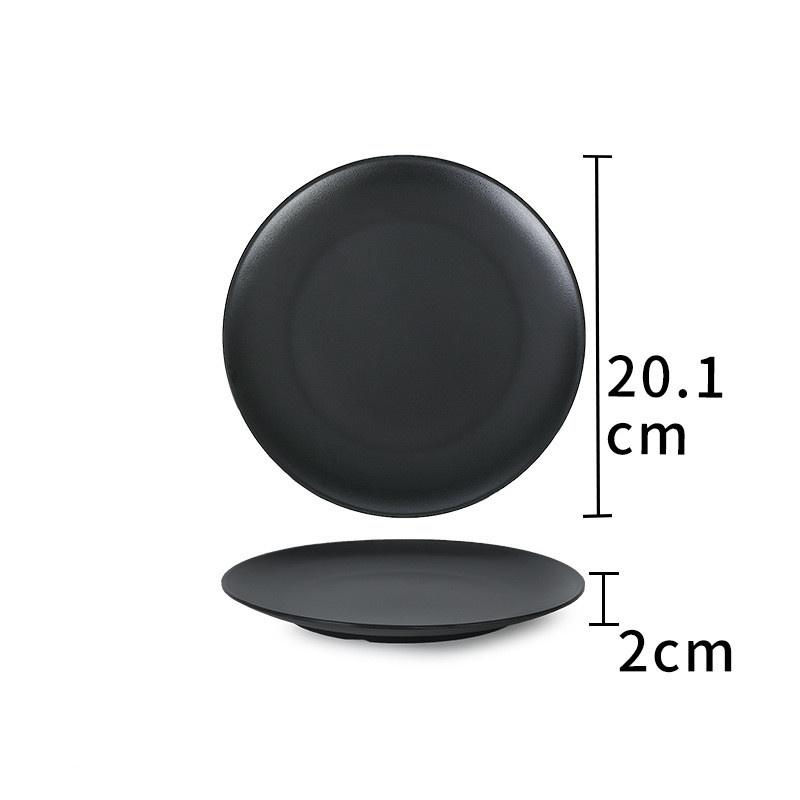 Черная меламиновая антипадающая тарелка для обеда, круглая еда, закуски, суши, стейк, поднос, десерт, чай, столовая посуда, тарелка, кухонные принадлежности